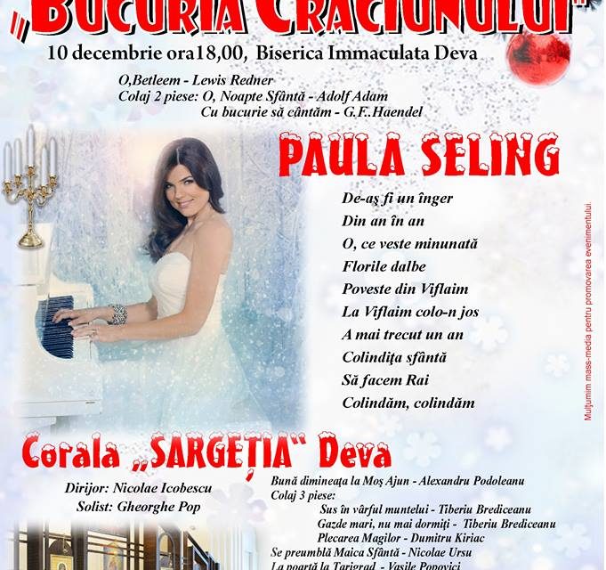 Paula Seling și Corala ”Sargeția”, în concert la Deva (duminică, 10 decembrie)